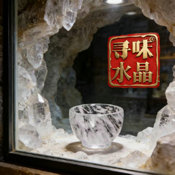 原石水晶大茶杯 规格宽7.5高5.4cm 重量 / 编码 35200198