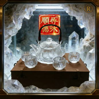 原石水晶仿古茶壶+6锤纹苹果杯(礼盒套装) 规格高9宽13口径10宽5高5cm 重量 // 编码 35103293