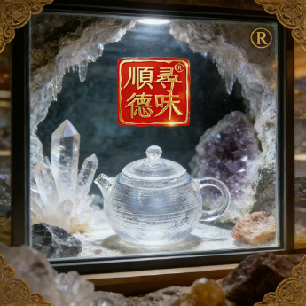 原石水晶磨砂西施壶（短嘴壶） 规格柄嘴12高7cm 重量 // 编码 35100038