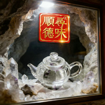 原石水晶南瓜壶(大) 规格柄至壶嘴长20肚直径11连盖高10cm 重量 // 编码 35100006