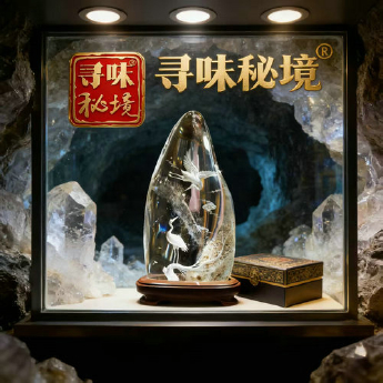 极品白晶内雕松鹤延年摆件(水精宫殿) 规格19*10*3/ 重量 // 编码 31071200