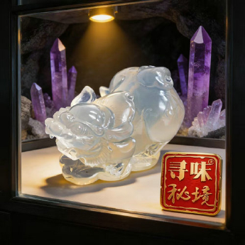 乳白晶皮丘摆件（水晶大王收藏） 规格15*10*8/ 重量 0.97千克 编码 19003248