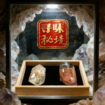 花幽灵原矿石摆件(2件套、带盒）(水晶大王收藏) 规格55*30/ 重量 93克 编码 19002844