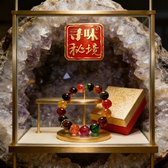 五彩碧玺圆形手链 规格13mm 重量 52.42克 编码 89000600