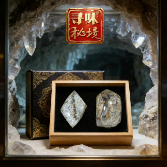 花幽灵原矿石摆件(2件套、带盒）(水晶大王收藏) 规格50*32/ 重量 112克 编码 19002911