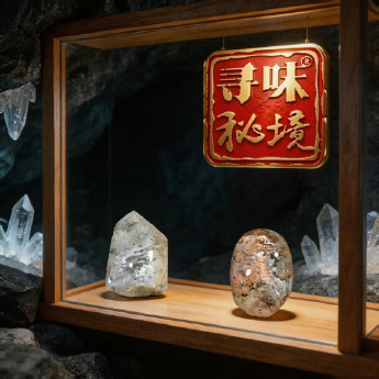 花幽灵原矿石摆件(2件套、带盒）(水晶大王收藏) 规格46*30/ 重量 72克 编码 19002910