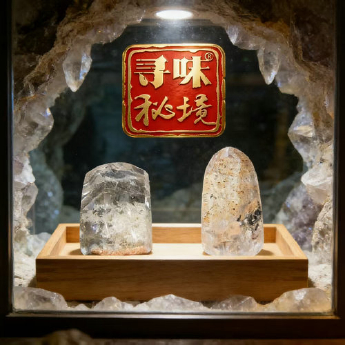 花幽灵原矿石摆件(2件套、带盒）(水晶大王收藏) 规格38*24/ 重量 57克 编码 19002845