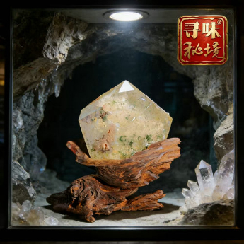 花幽灵原矿石摆件（水晶大王收藏） 规格8.6*8(连座尺寸15*12.5）cm 重量 0.33千克 编码 19002618