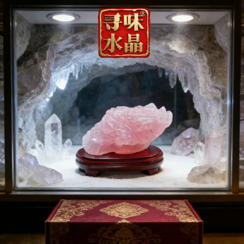 粉晶金蟾摆件 规格11*8*连木座高12cm 重量 686克 编码 92900440