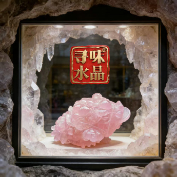 粉晶金蟾摆件 规格10*8*5cm 重量 368克 编码 92900439