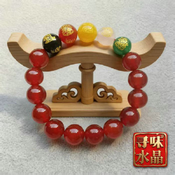 红玛瑙或黑玛瑙圆珠手链一条(五路财神.逢考必胜.金榜题名.） 规格主珠12mm 重量 // 编码 16800128（多种搭配看图选款）