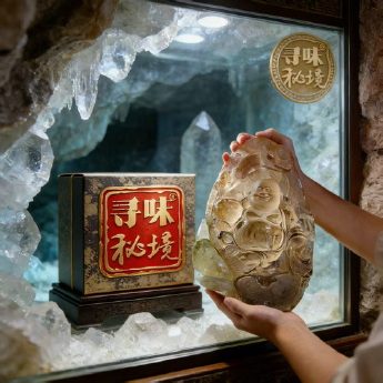 茶黄晶笑佛摆件 规格// 重量 // 编码 31080013