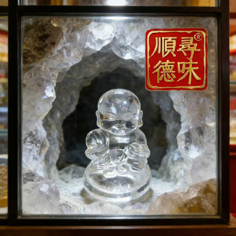 原石水晶摆件（送财童子） 规格宽6高8cm 重量 // 编码 35102674