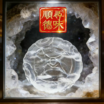原石水晶冰烧圆形托碟（元宝） 规格16cm 重量 // 编码 35102672