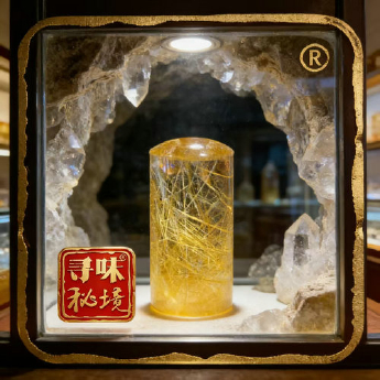 冰种泰晶柱形印章（161#茶） 规格58*30/ 重量 91.86克 编码 19000060