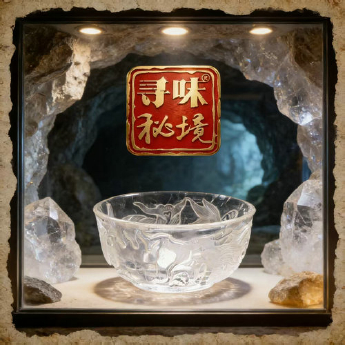白晶雕刻龙水晶碗 规格7*11*8/ 重量 // 编码 39077387