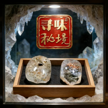 花幽灵原矿石摆件(2件套、带盒）(水晶大王收藏) 规格36*26/ 重量 47克 编码 19002909