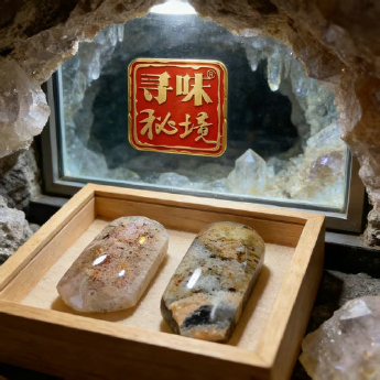 花幽灵原矿石摆件(2件套、带盒）(水晶大王收藏) 规格61*24/ 重量 80克 编码 19002908