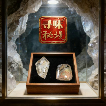 花幽灵原矿石摆件(2件套、带盒）(水晶大王收藏) 规格56*34/ 重量 119克 编码 19002842