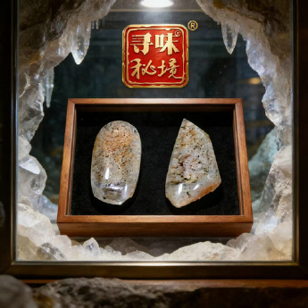 花幽灵原矿石摆件(2件套、带盒）(水晶大王收藏) 规格45*21/ 重量 54克 编码 19002843