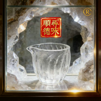 原石水晶冰烧公道杯（柳叶纹） 规格宽7高9cm 重量 // 编码 35102667