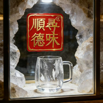 原石水晶手柄端杯 规格宽7.5高12cm 重量 // 编码 35102657