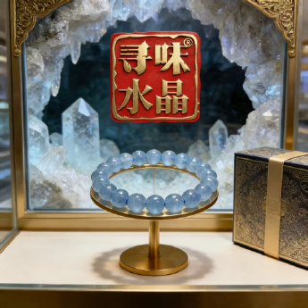 猫眼海蓝宝圆形手链 规格8mm 重量 18克 编码 92109369