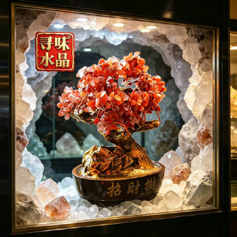 招财树（0588椭圆盆）-红玛瑙 规格高23宽26cm 重量 // 编码 94000380