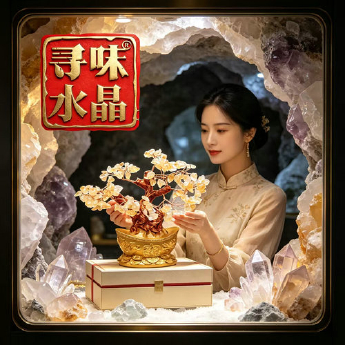 小龙凤招财树摆件-黄晶 规格16*13*7cm 重量 // 编码 94000287