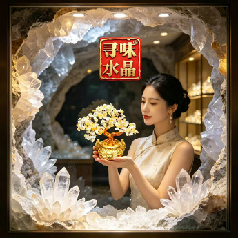 小龙头招财树摆件-黄晶 规格18*14*8.5cm 重量 // 编码 94000294