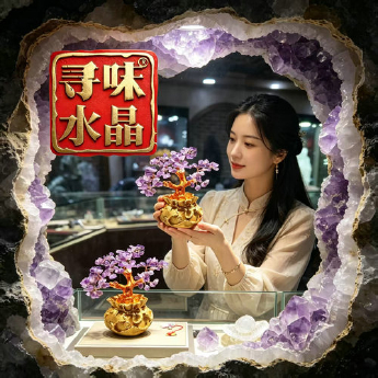 紫晶钱袋发财树小 规格高18宽16cm 重量 // 编码 94000590