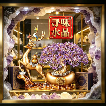 财鹿发财树-紫晶 规格36*22*32cm 重量 // 编码 94000579