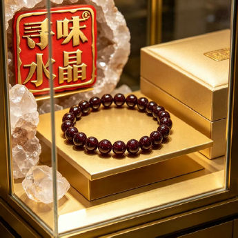 星光石榴石圆形手链 规格8mm 重量 25克 编码 96910577