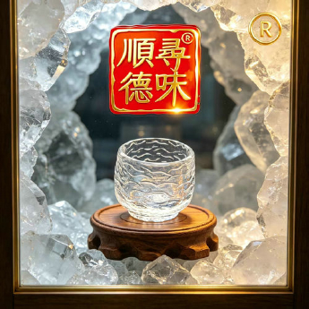原石水晶冰烧刻面苹果杯（鱼鳞波浪纹) 规格口径6高6cm 重量 // 编码 35101015