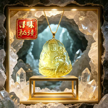 极品冰种黄晶精雕观音挂坠(水精宫殿) 规格5.2*4.8*1.7mm 重量 /克 编码 31050095