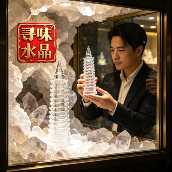 白晶文昌塔摆件 规格高23.8*6.8cm 重量 1.148千克 编码 92108846