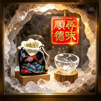 原石水晶大茶杯（刻寻味顺德） 规格宽7.5高5.4cm 重量 // 编码 35103102