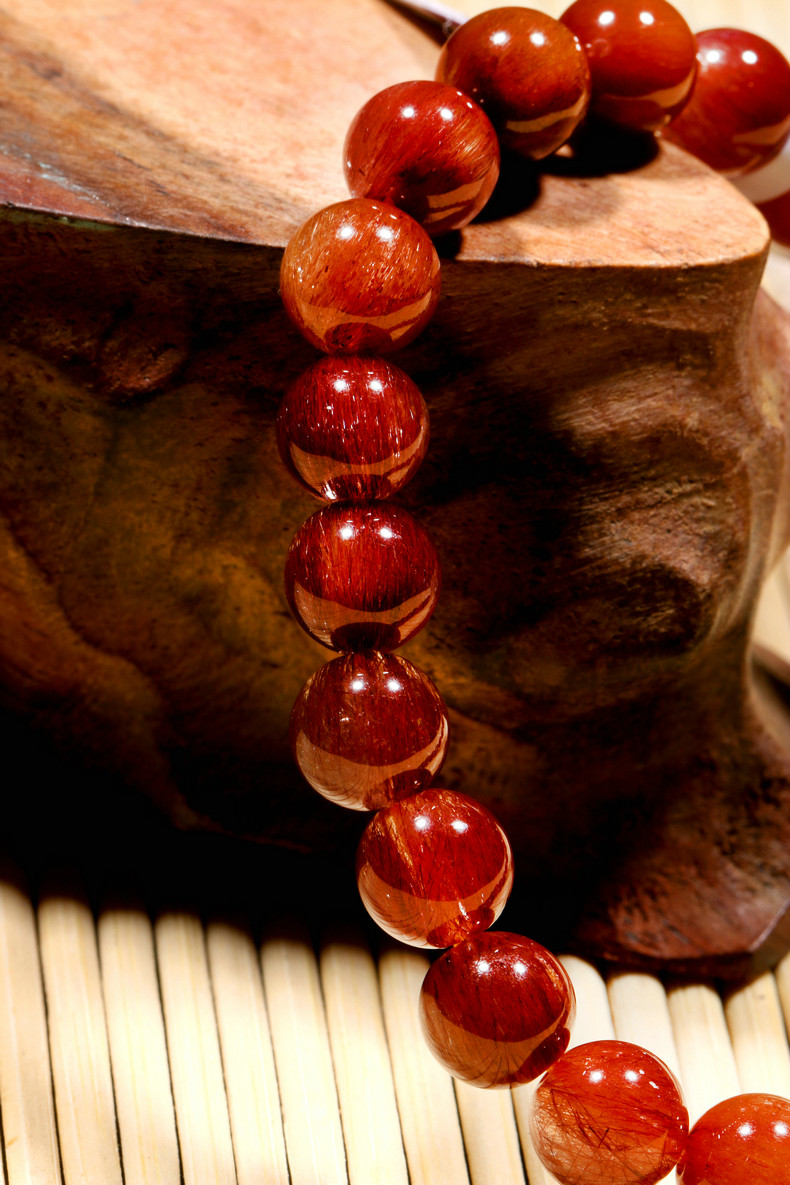 红发晶圆形手链